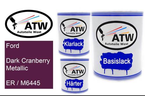 Ford, Dark Cranberry Metallic, ER / M6445: 1L Lackdose + 1L Klarlack + 500ml Härter - Set, von ATW Autoteile West.